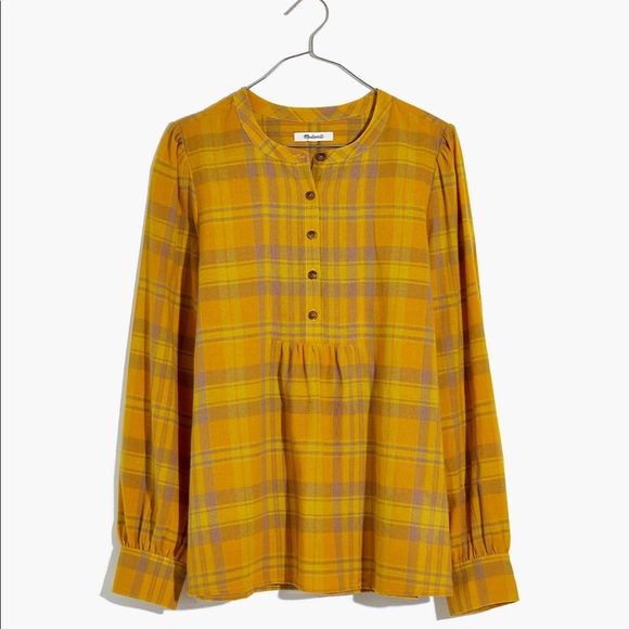 Madewell Yellow Flannel Leysfield Popover Shirt - Picture 1 of 10